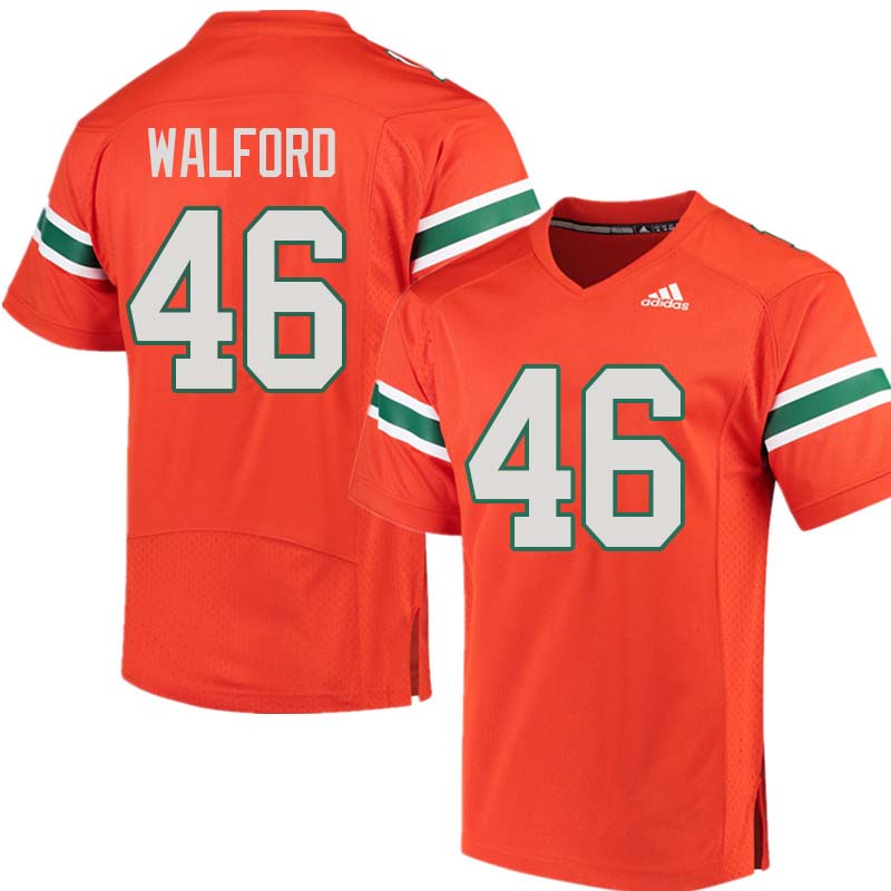 Adidas Miami Hurricanes #46 Clive Walford College Football Jerseys Sale-Orange - Click Image to Close